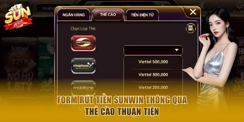 Form rút tiền thông qua thẻ cào thuận tiện